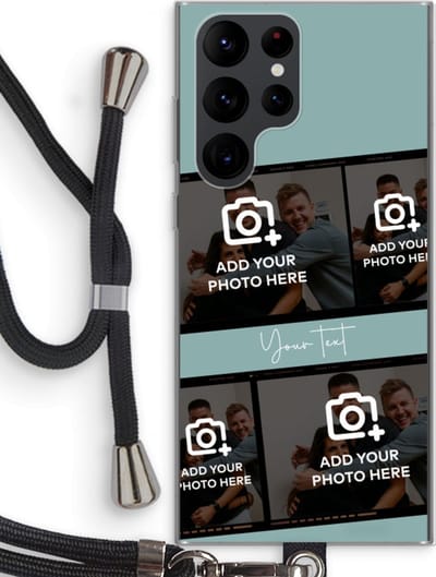 Gepersonaliseerd - Case Company® - Hoesje met koord geschikt voor Samsung Galaxy S22 Ultra hoesje met Koord - Filmrol N°2 - Telefoonhoesje met Zwart Koord - Bescherming aan alle Kanten en Over de Schermrand