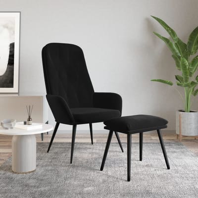 vidaXL - Relaxstoel - met - voetenbank - fluweel - zwart