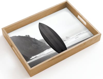 Dienblad hout 40x30 cm - Schootdienblad - Surfplank - Zand - Zee - Borrelplank rechthoek - Plateau dienbladen