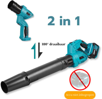 Instava Accu Bladblazer 2-in-1 – Zonder Accu – 200 km/h – 5 Snelheden – Compatibel met Makita LXT 18V
