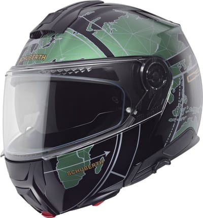 Schuberth C5 Systeemhelm Globe glans zwart groen - Maat 55