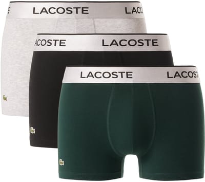 Lacoste Heren Boxershorts Trunks 3-Pack Donkergroen/Zwart/Grijs - Maat XXL