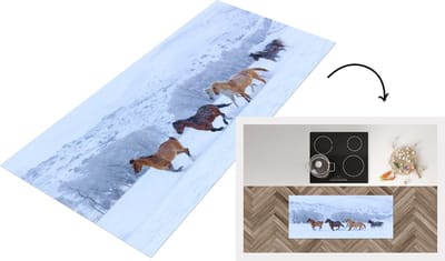 Keukenloper - Loper keuken - Paarden - Sneeuw - Winter - 120x50 cm - Keukenloper vinyl