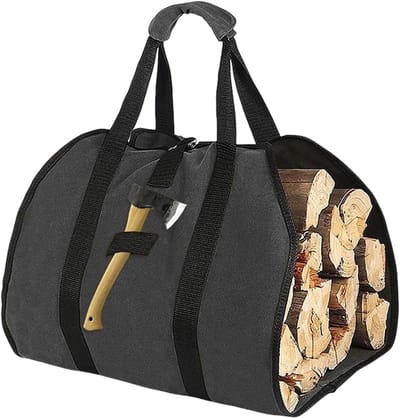 Houten draagtas - Brandhout houder - Opslag en transport - Waterdicht en versterkt - 100 x 50 cm - Bruin