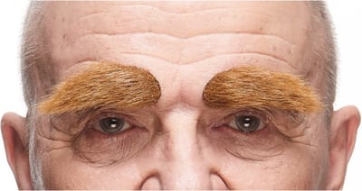 Partychimp Nep Wenkbrauwen Oude Man Zelfklevend voor Carnaval Verkleedaccessoire - Bruin - Imitatiebont