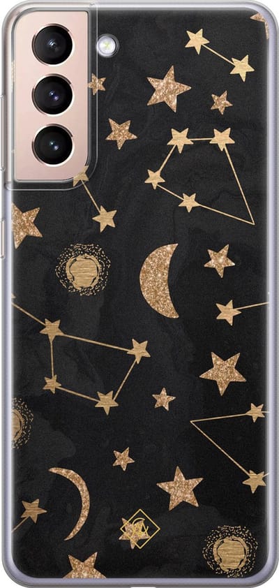 Casimoda® hoesje - Geschikt voor Samsung S21 - Counting The Stars - Backcover - Siliconen/TPU - Zwart