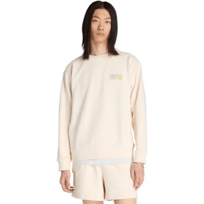 New Balance Athletics Premium Logo Crew Sweatshirts Heren - Beige - Maat L - Katoen Jersey
