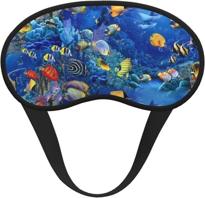 Verduisterend Slaapmasker - Oogmasker Lichtblokkerend - Ontspannen Slapen - Ultra Zacht Comfort - 195 x 10 cm - Tropische Vissen Print