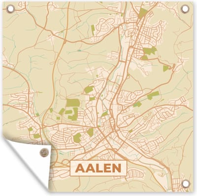Tuin poster Plattegrond - Aalen - Stadskaart - Vintage - Kaart - 200x200 cm - Tuindoek