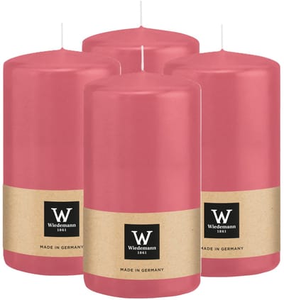 Wiedemann Cilinderkaars/stompkaars - 4x - roze - 13 x 7 cm - 52 branduren - zuilkaarsen