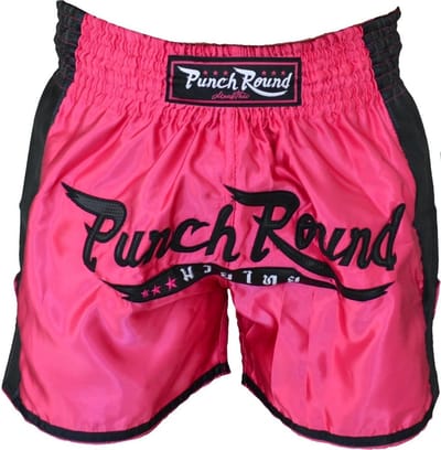 Punch Round™ FTX Muay Thai Short Roze Zwart - XXS = Jeugd +/- 6-8 jaar