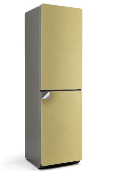 Wallfluent Koelkaststickers - Geel Koelkast Folie - 60 cm x 205 cm - Geel Koelkaststickers - Koelkast Wrap - Koelkast Design - Waterdichte Koelkast Sticker - Koelkast Design