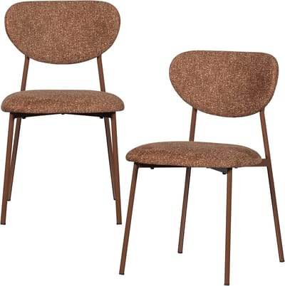 WOOOD Valor Eetkamerstoelen - Geweven Stof - Bruin - Set van 2