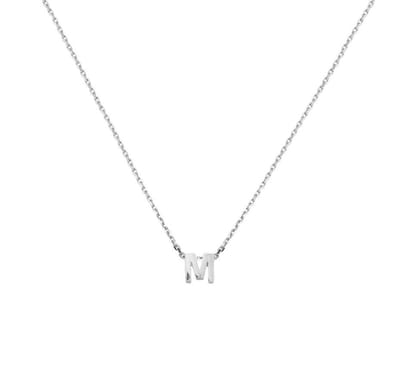 YO&NO - Ketting -  Zilver - Anker -  Letter M -  1,1 mm -  41 + 4 cm - Sieraden vrouw - Gerhodineerd - Zilver 925