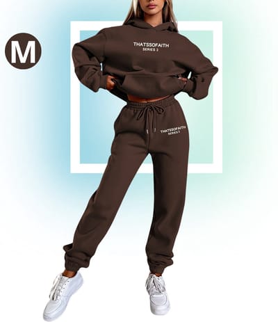 Livano Joggingpak Dames - Huispak - Trainingspak - Volwassenen - Capuchon - Jogging Pak - Joggingspak - Koffie - Maat M