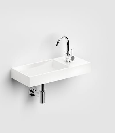 Clou Mini Wash Me fontein 56x24cm rechts mineraalsteen Wit