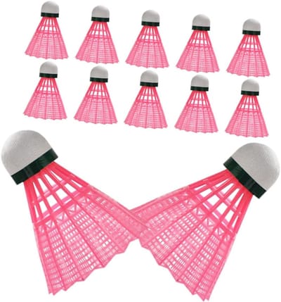 Duurzame en stabiele badminton shuttlecocks, roze, voor school en outdoor gebruik, 12 stuks