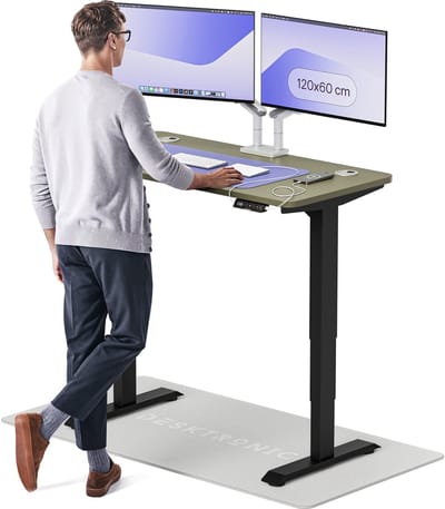 Desktronic HomePro Zit-sta Bureau Elektrisch In Hoogte Verstelbaar, 120x60 cm Zwart/Groente, Stille Dubbele Motor, Hoogte 62-126cm