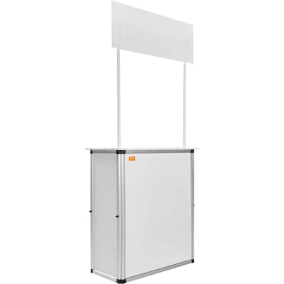 Table Podium Portable pour Salon Professionnel, 30,91  x 14,96  x 71,46 , Présentoir Compteur d'Exposition Stand Booth Foire avec Mur, Table Bar de Promotion Détaillante Pliable