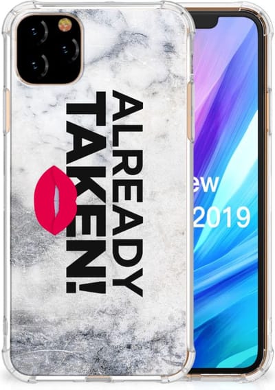 TPU Case Anti-Shock voor Apple iPhone 11 Pro Max Telefoonhoesje met tekst Already Taken White
