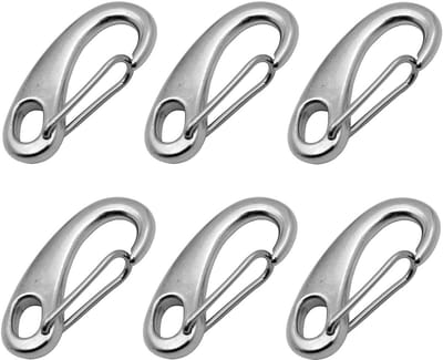 Roestvrijstalen Carabiners - Set van 6 - Sterke Haak met een Draagvermogen van 100 kg voor Kamperen, Wandelen en Outdoor Activiteiten