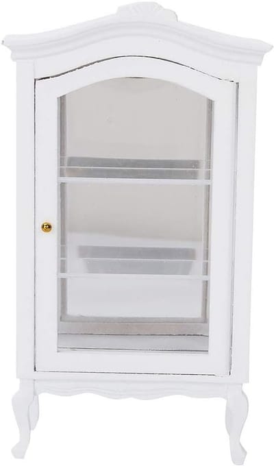 Poppenhuis Meubel - Miniatuur Kast - Poppenhuis Decoratie - Drie Lagen Vitrine - 17x10x4 cm - Wit