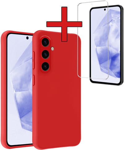 Hoesje - Met Screenprotector - Geschikt voor Samsung Galaxy A36 - Sterk & Shockproof - Telefoon Hoes - Back Cover - Siliconen Case - Telefoonhoes - Rood