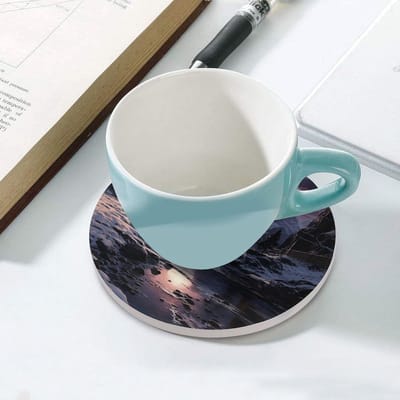 Keramische Onderzetters - Tafel Decor - Dranken Beschermen - Sterke Waterabsorptie - 6 Stuks - Besneeuwde Bergen