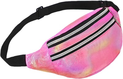 Holografische Heuptas voor Vrouwen, Sport Heuptas, Hardloopriem, Waterdichte Fanny Pack met 2 Ritszakken en Verstelbare Band, Ideaal voor Buitenactiviteiten, Rood