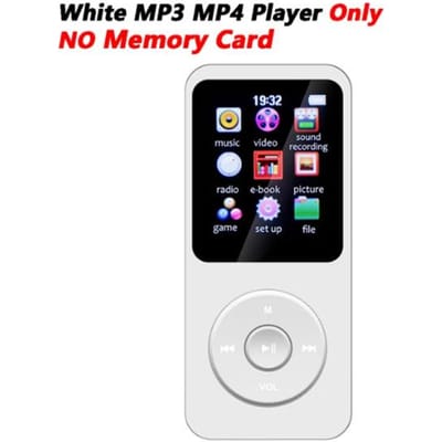 MP3 Speler Draagbare Muziekspeler Bluetooth 5.4 Muziek Stereo Speler 1.8 inch Scherm Ondersteuning FM Radio E-Boek Opname wit