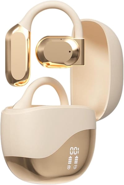 Open-Ear Headphones, Bone Conduction Earphones, Noise Reduction Buds, LED Display Clear Calls Sturdy Material for Enhances Audio Quality, 2.36x2.36 Inches