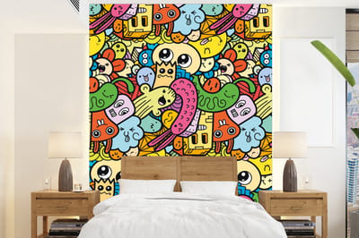 Behang - Fotobehang Kinderen - Patronen - Regenboog - Design - Meiden - Jongens - Breedte 165 cm x hoogte 220 cm