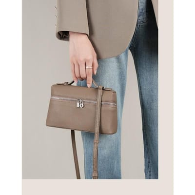 Top Leer Lunchbox Leer Dames Tas Tote Box Tas Crossbody Tas grijze kleur