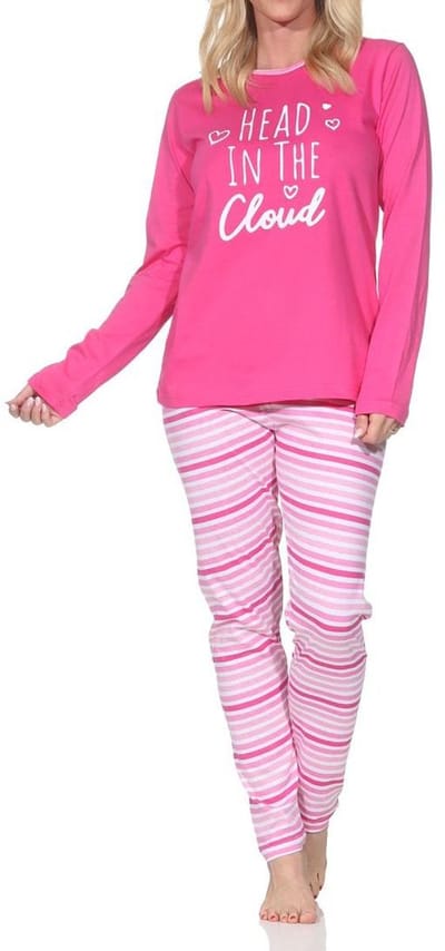 Normann dames lange pyjama in elegante strepenlook