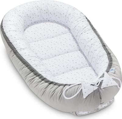 Velvet Baby Nest Cocoon - Babybedbumper - Baby Nest - Babybedaccessoires - Bilaterale Bedbumper - Baby Nest Pasgeborene - Knuffelnest Baby - Ligkussen Grijs Galaxy met Velvet