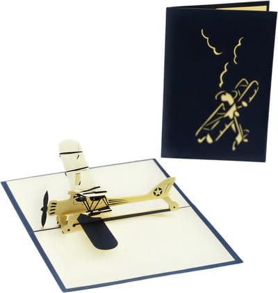 3D Pop-up Vliegtuig Wenskaart – Opvouwbare Verjaardagskaart van Papier – Unieke 3D Kaart met Vliegtuig Design – Origineel Cadeau voor Reisliefhebbers, Avonturiers, Vakantie & Reizen-Blauw