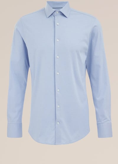 WE Fashion Heren premium slim fit overhemd van jacquard gebreide jersey
