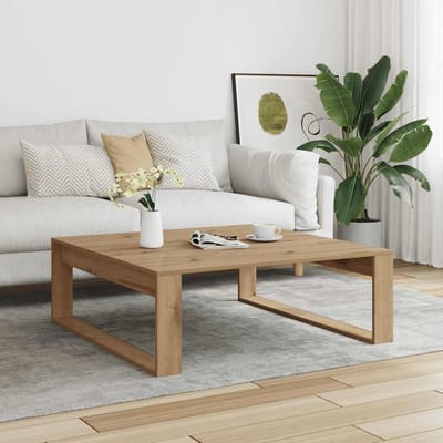 vidaXL - Salontafel - 100x100x35 - cm - bewerkt - hout - artisanaal - eikenkleurig