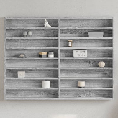 vidaXL - Vitrinekast - 100x8,5x75 - cm - bewerkt - hout - grijs - sonoma - eikenkleur