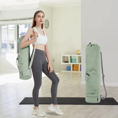 Yogatas met natvak en flessentas, sporttas voor dames, verstelbare schouderriem, gym, yogatas voor pilates, yogamatten en yoga-accessoires