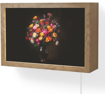Wandlamp 30x20 cm - Oplaadbaar - Kleurrijk - Boeket - Vaas - Donkerbruin - Wandlampen binnen woonkamer - Slaapkamer lamp met kabel - Decoratieve nachtlamp - Vloerlamp snoer