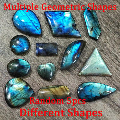 5 Stuks Bulk Natuurlijke Labradoriet Cabochon Gepolijst Platte Achterkant Steen Doe-het-zelf Maken Steen Ambachten Ovaal Peer En Meerdere Geometrische Vormen 2-4cm blue