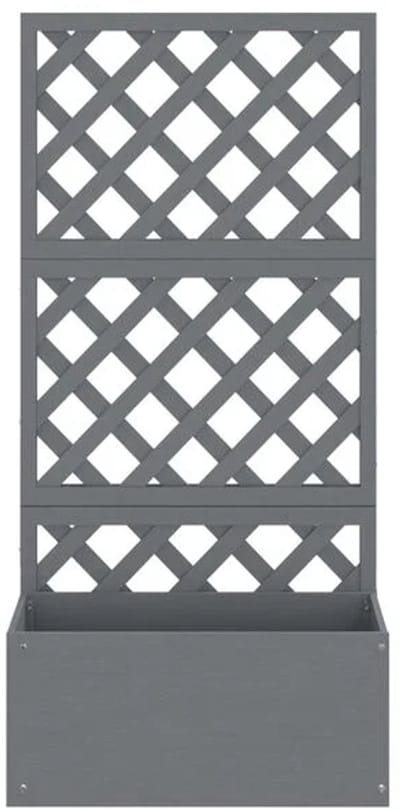 Plantenbak met klimrek - Bloembak - Weerbestendig - Met trellis - Buiten - Hout - Plantenrek - Grijs