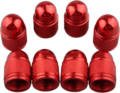 Set van 8 Aluminium Ventieldoppen voor Auto en Motorfiets - Roestbestendige Caps in Rood, Universele Pasvorm en Duurzaam Ontwerp