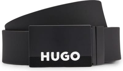 HUGO Leren Riem Giulian Gb35 Leather Belt W115 Black Zwart