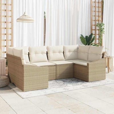 vidaXL - Tuinbank - Set - 6 - st - Beige - en - Crème - poly - rattan