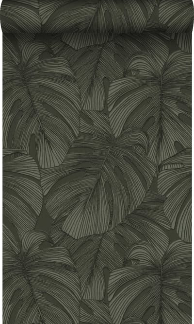 Origin Wallcoverings behang 3D-motief bladeren donkergroen - 50 x 900 cm - 347920