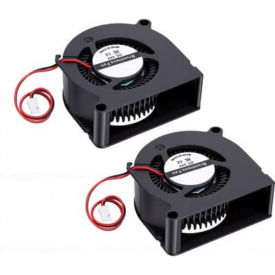 2 pièces Ventilateur Hotend Compatible avec Anycubic Kobra 3 Imprimante 3D Remplacement 5020 Roulement à Billes Double Soufflante Extrudeur Refroidissement Chaleur black