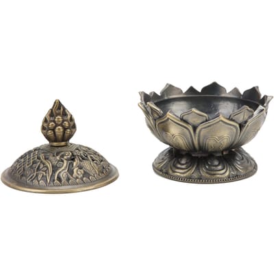 Brûleur d'encens Bronze Anticorrosion Antirouille Durable Classique Brûleur à Charbon de Bois pour Décoration Intérieure gray