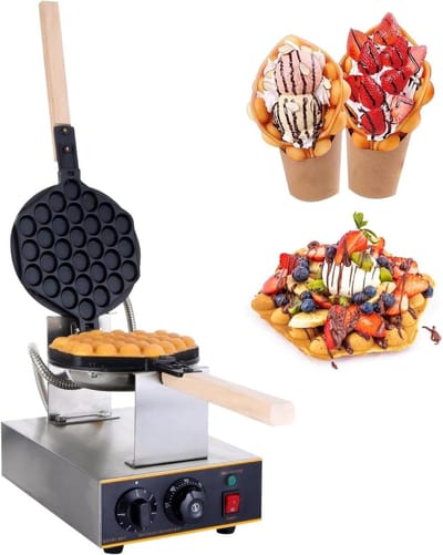 Wafelijzer - Poffertjesijzer - Gebakken Wafels Maken - 180° Draaibaar - 1400W - Zilver